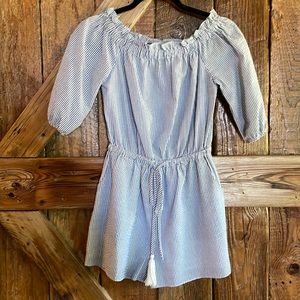 Blue and white stripe romper (small)